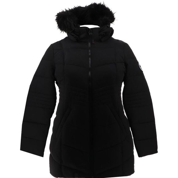 Long Double Zip Chevron Quilted Parka Jacket - Pink